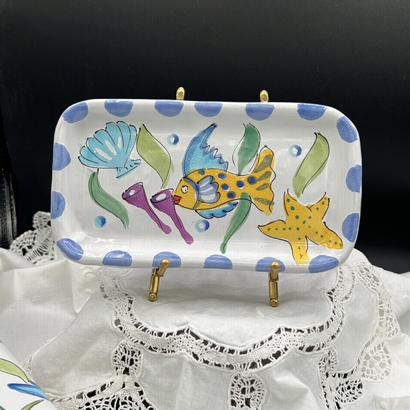 Mesa International Signed Ceramic Hand Painted Butter Dish - Picture 6 of 11